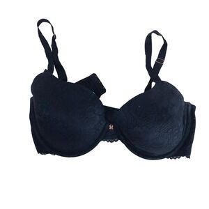 Savage X Fenty Black Floral Lace Underwire Full Coverage Bra Rose Gold Hardware